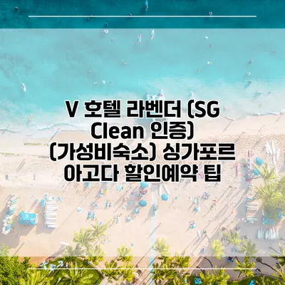 V 호텔 라벤더 (SG Clean 인증) (가성비숙소) 싱가포르 아고다 할인예약 팁