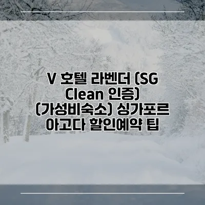 V 호텔 라벤더 (SG Clean 인증) (가성비숙소) 싱가포르 아고다 할인예약 팁