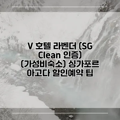 V 호텔 라벤더 (SG Clean 인증) (가성비숙소) 싱가포르 아고다 할인예약 팁