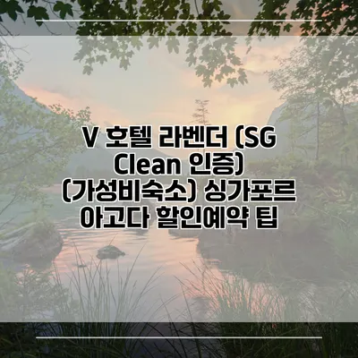 V 호텔 라벤더 (SG Clean 인증) (가성비숙소) 싱가포르 아고다 할인예약 팁
