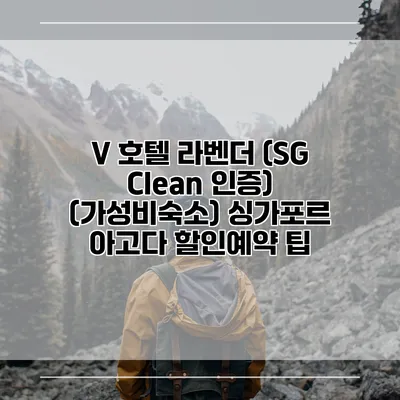 V 호텔 라벤더 (SG Clean 인증) (가성비숙소) 싱가포르 아고다 할인예약 팁