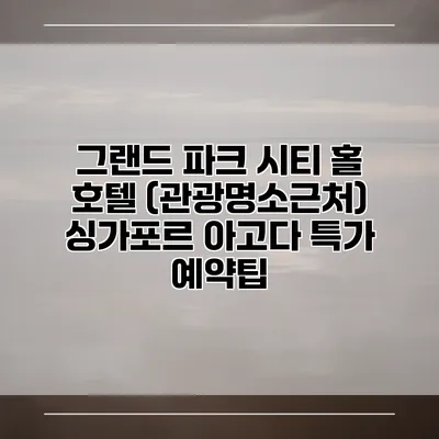 그랜드 파크 시티 홀 호텔 (관광명소근처) 싱가포르 아고다 특가 예약팁