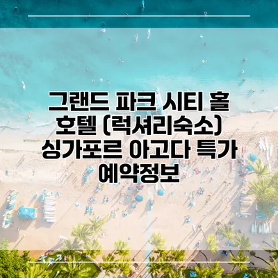 그랜드 파크 시티 홀 호텔 (럭셔리숙소) 싱가포르 아고다 특가 예약정보