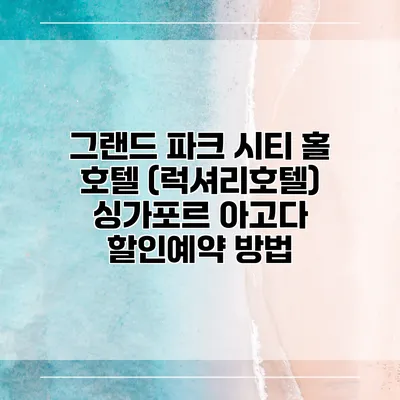 그랜드 파크 시티 홀 호텔 (럭셔리호텔) 싱가포르 아고다 할인예약 방법