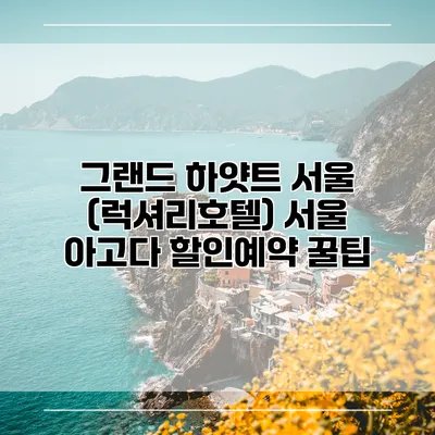 그랜드 하얏트 서울 (럭셔리호텔) 서울 아고다 할인예약 꿀팁