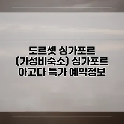 도르셋 싱가포르 (가성비숙소) 싱가포르 아고다 특가 예약정보
