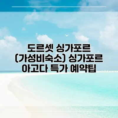 도르셋 싱가포르 (가성비숙소) 싱가포르 아고다 특가 예약팁
