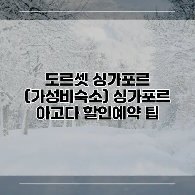 도르셋 싱가포르 (가성비숙소) 싱가포르 아고다 할인예약 팁
