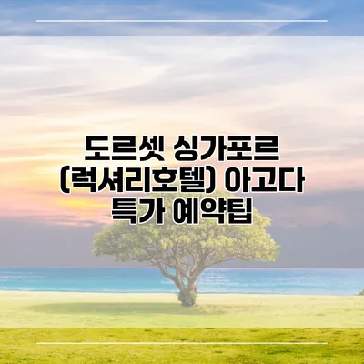 도르셋 싱가포르 (럭셔리호텔) 아고다 특가 예약팁
