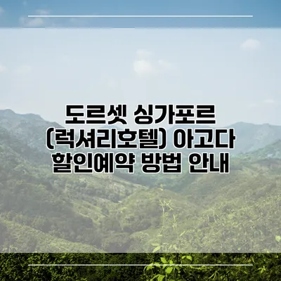 도르셋 싱가포르 (럭셔리호텔) 아고다 할인예약 방법 안내