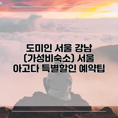 도미인 서울 강남 (가성비숙소) 서울 아고다 특별할인 예약팁