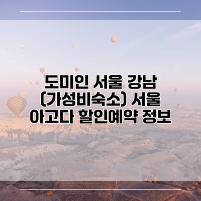 도미인 서울 강남 (가성비숙소) 서울 아고다 할인예약 정보