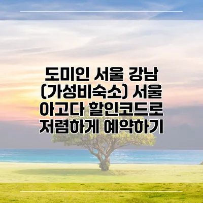 도미인 서울 강남 (가성비숙소) 서울 아고다 할인코드로 저렴하게 예약하기