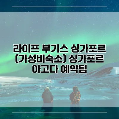 라이프 부기스 싱가포르 (가성비숙소) 싱가포르 아고다 예약팁