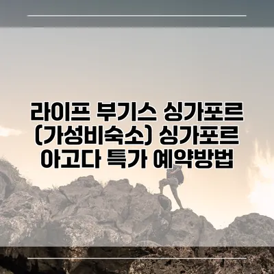 라이프 부기스 싱가포르 (가성비숙소) 싱가포르 아고다 특가 예약방법