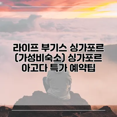 라이프 부기스 싱가포르 (가성비숙소) 싱가포르 아고다 특가 예약팁