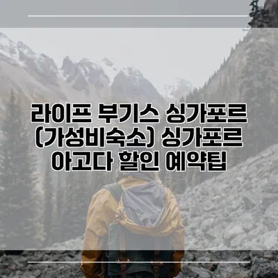 라이프 부기스 싱가포르 (가성비숙소) 싱가포르 아고다 할인 예약팁