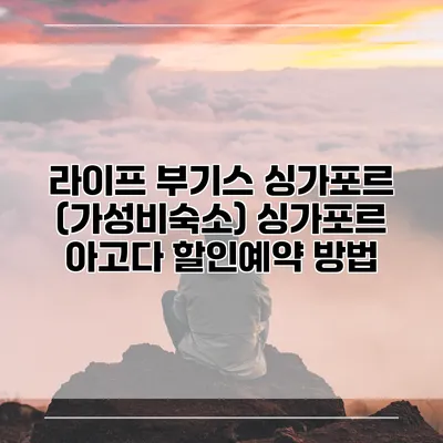 라이프 부기스 싱가포르 (가성비숙소) 싱가포르 아고다 할인예약 방법