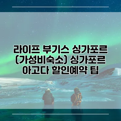 라이프 부기스 싱가포르 (가성비숙소) 싱가포르 아고다 할인예약 팁