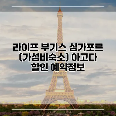 라이프 부기스 싱가포르 (가성비숙소) 아고다 할인 예약정보