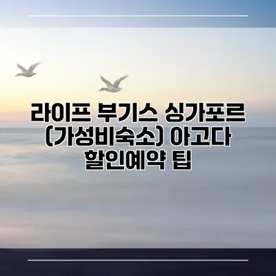 라이프 부기스 싱가포르 (가성비숙소) 아고다 할인예약 팁