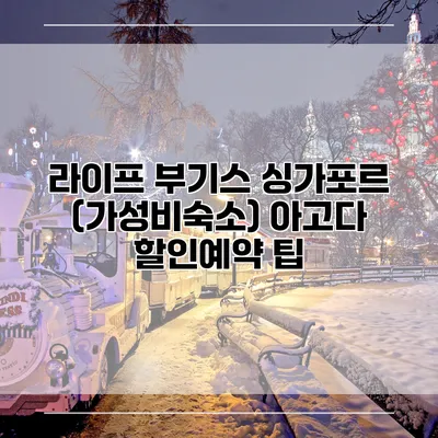 라이프 부기스 싱가포르 (가성비숙소) 아고다 할인예약 팁