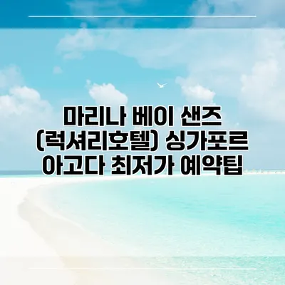 마리나 베이 샌즈 (럭셔리호텔) 싱가포르 아고다 최저가 예약팁