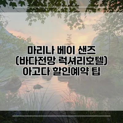 마리나 베이 샌즈 (바다전망 럭셔리호텔) 아고다 할인예약 팁