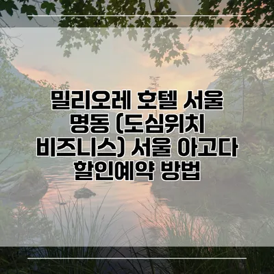 밀리오레 호텔 서울 명동 (도심위치 비즈니스) 서울 아고다 할인예약 방법