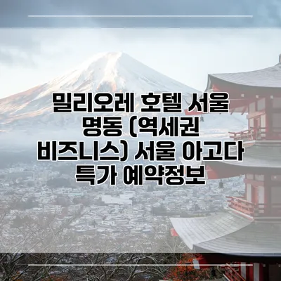 밀리오레 호텔 서울 명동 (역세권 비즈니스) 서울 아고다 특가 예약정보