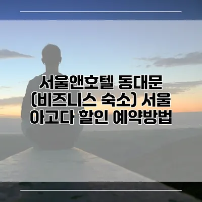 서울앤호텔 동대문 (비즈니스 숙소) 서울 아고다 할인 예약방법