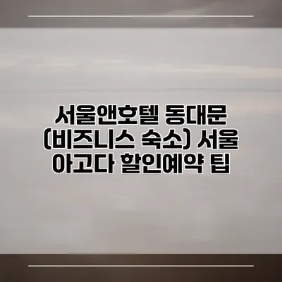 서울앤호텔 동대문 (비즈니스 숙소) 서울 아고다 할인예약 팁