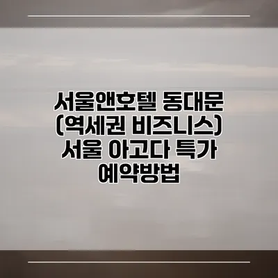 서울앤호텔 동대문 (역세권 비즈니스) 서울 아고다 특가 예약방법