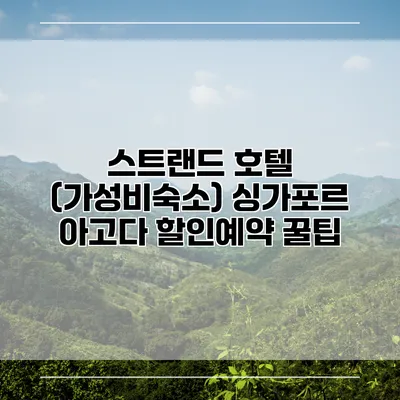 스트랜드 호텔 (가성비숙소) 싱가포르 아고다 할인예약 꿀팁