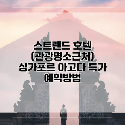 스트랜드 호텔 (관광명소근처) 싱가포르 아고다 특가 예약방법