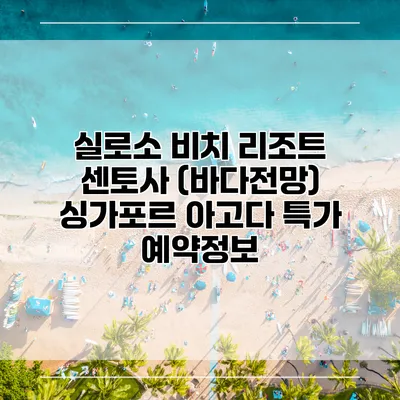 실로소 비치 리조트 센토사 (바다전망) 싱가포르 아고다 특가 예약정보