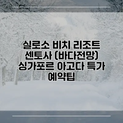 실로소 비치 리조트 센토사 (바다전망) 싱가포르 아고다 특가 예약팁