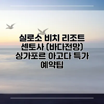 실로소 비치 리조트 센토사 (바다전망) 싱가포르 아고다 특가 예약팁