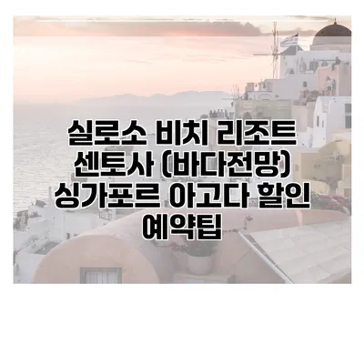 실로소 비치 리조트 센토사 (바다전망) 싱가포르 아고다 할인 예약팁