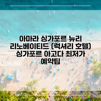 아마라 싱가포르 뉴리 리노베이티드 (럭셔리 호텔) 싱가포르 아고다 최저가 예약팁