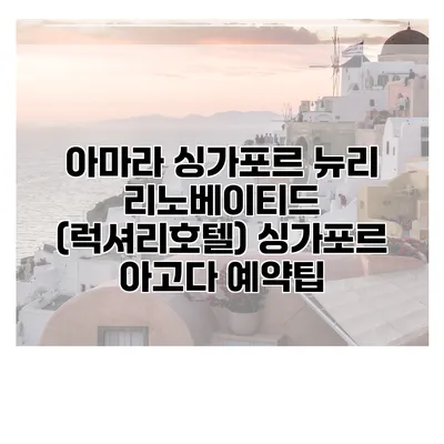 아마라 싱가포르 뉴리 리노베이티드 (럭셔리호텔) 싱가포르 아고다 예약팁