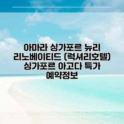 아마라 싱가포르 뉴리 리노베이티드 (럭셔리호텔) 싱가포르 아고다 특가 예약정보