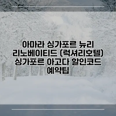 아마라 싱가포르 뉴리 리노베이티드 (럭셔리호텔) 싱가포르 아고다 할인코드 예약팁