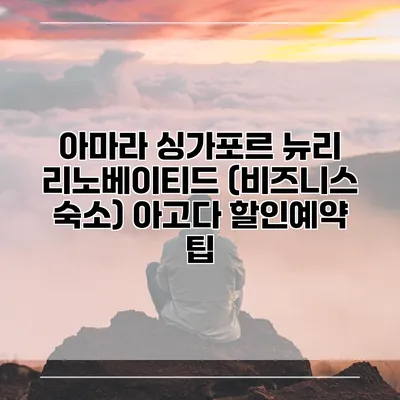 아마라 싱가포르 뉴리 리노베이티드 (비즈니스 숙소) 아고다 할인예약 팁