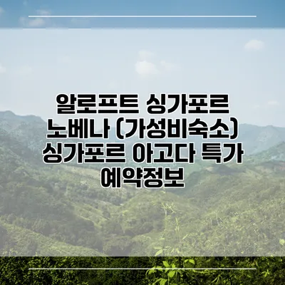 알로프트 싱가포르 노베나 (가성비숙소) 싱가포르 아고다 특가 예약정보