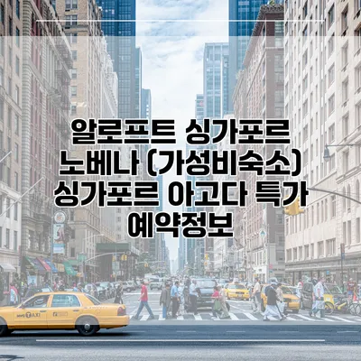 알로프트 싱가포르 노베나 (가성비숙소) 싱가포르 아고다 특가 예약정보