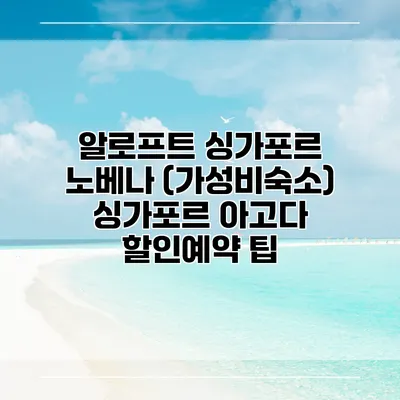 알로프트 싱가포르 노베나 (가성비숙소) 싱가포르 아고다 할인예약 팁