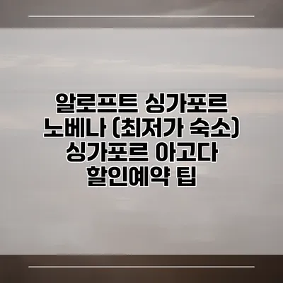알로프트 싱가포르 노베나 (최저가 숙소) 싱가포르 아고다 할인예약 팁