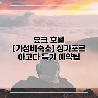요크 호텔 (가성비숙소) 싱가포르 아고다 특가 예약팁