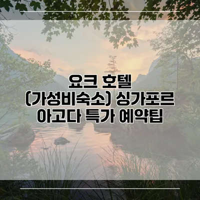 요크 호텔 (가성비숙소) 싱가포르 아고다 특가 예약팁